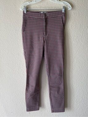 Hollister Ultra High Rise Super Skinny Pants Red Checkered Size Small